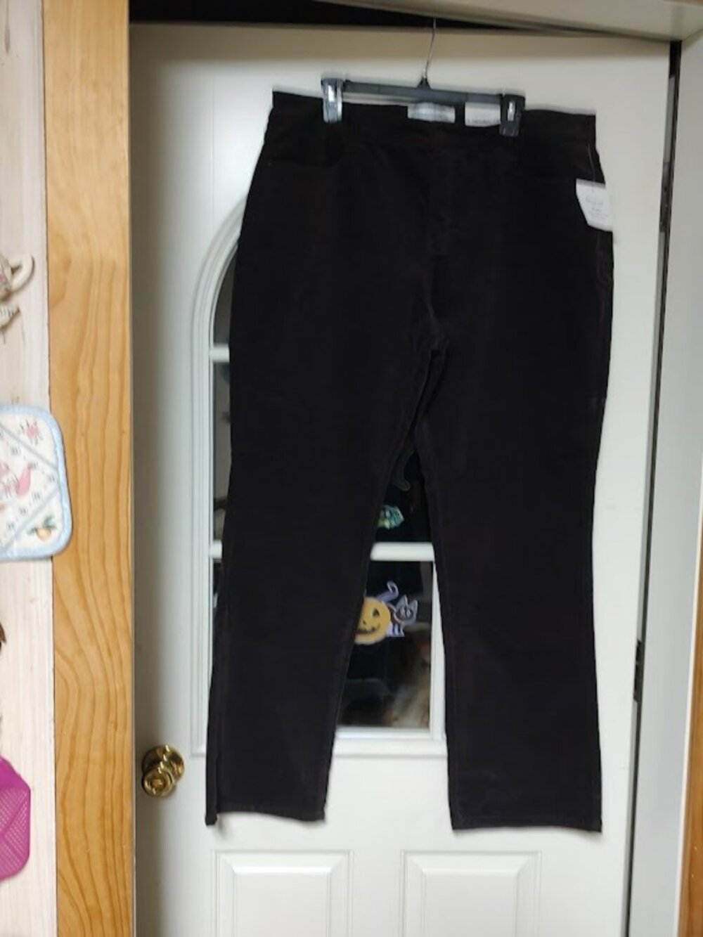 New Croft & Barrow Black Raisin Velour Feel Mid Rise Bootcut Pants Women's 18
